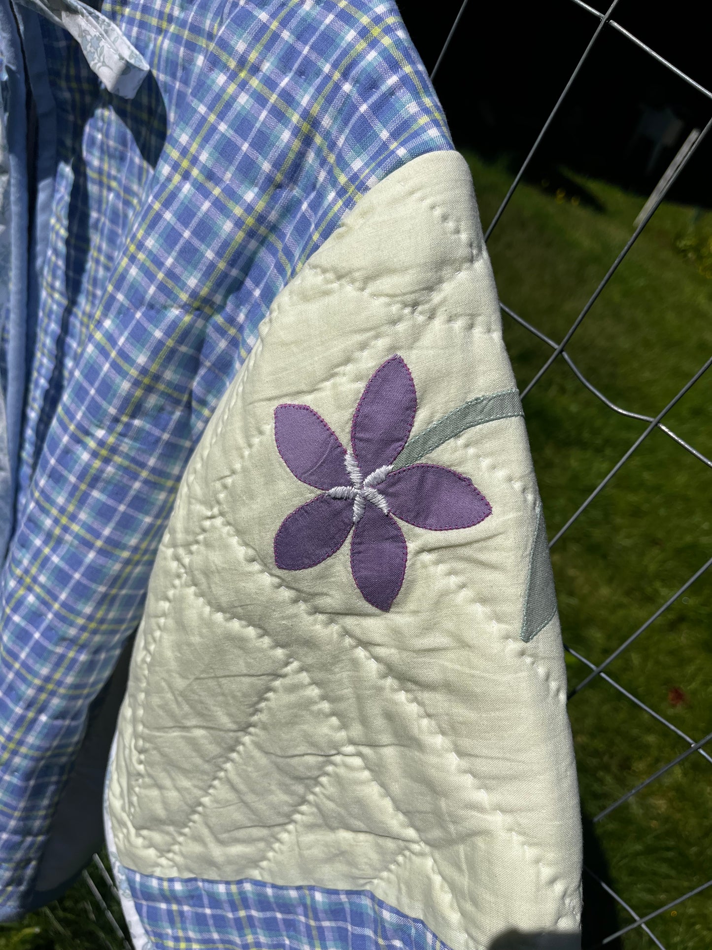 Blue Flower Applique Quilt Coat