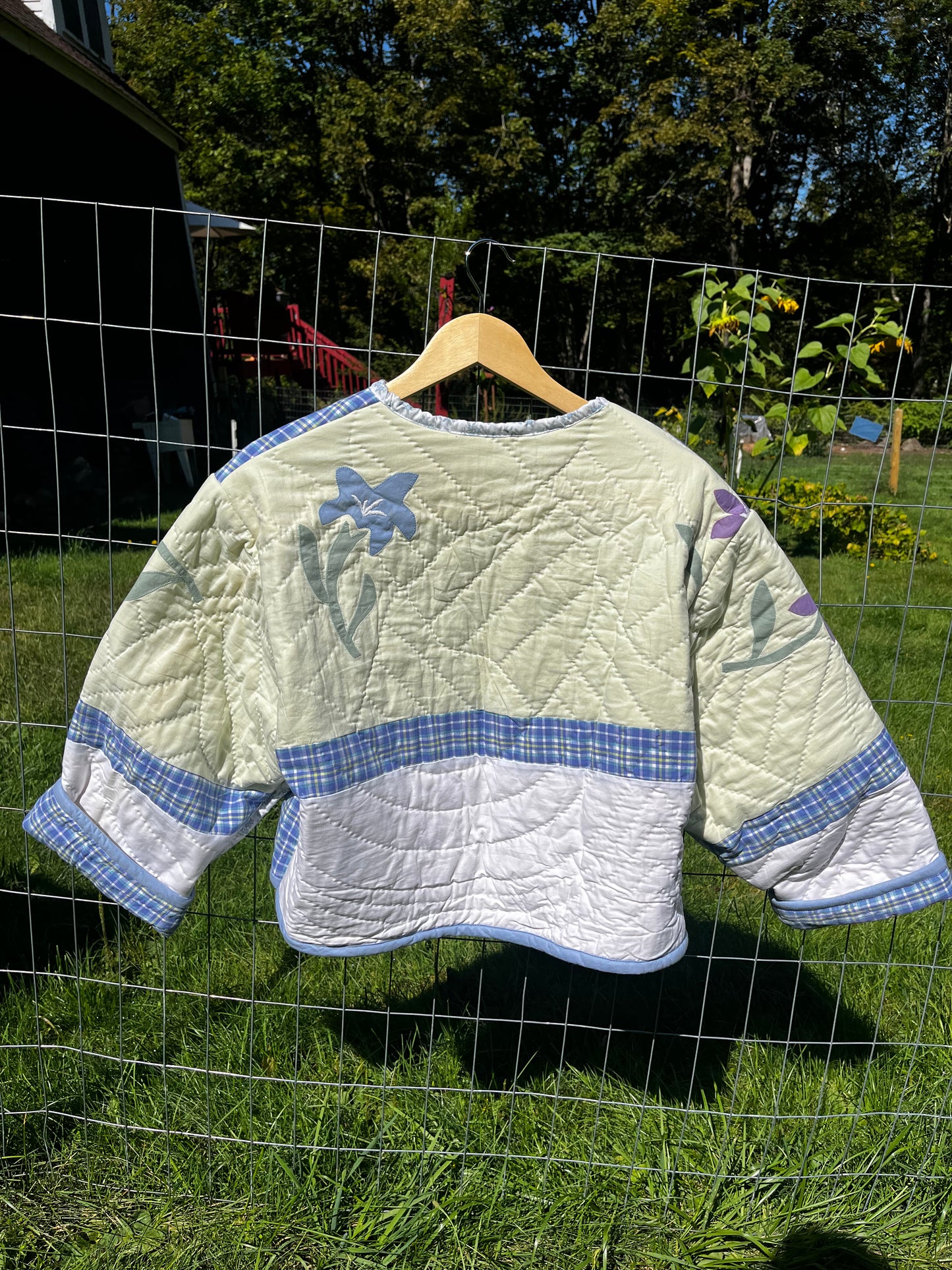 Blue Flower Applique Quilt Coat