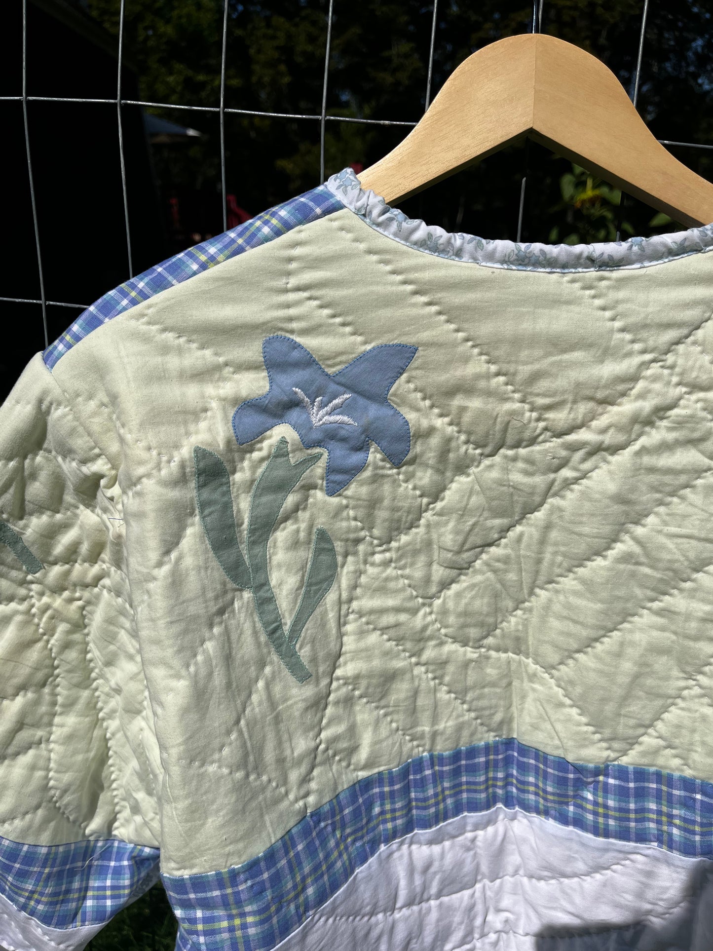 Blue Flower Applique Quilt Coat