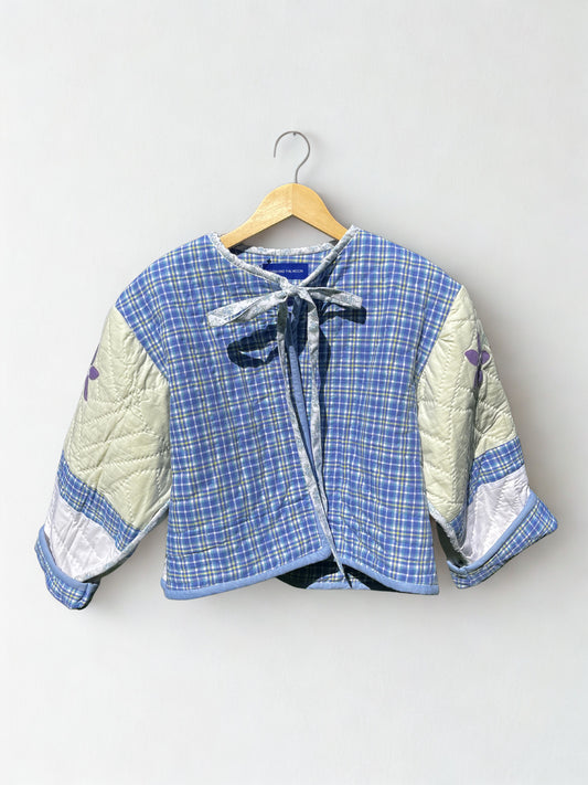 Blue Flower Applique Quilt Coat