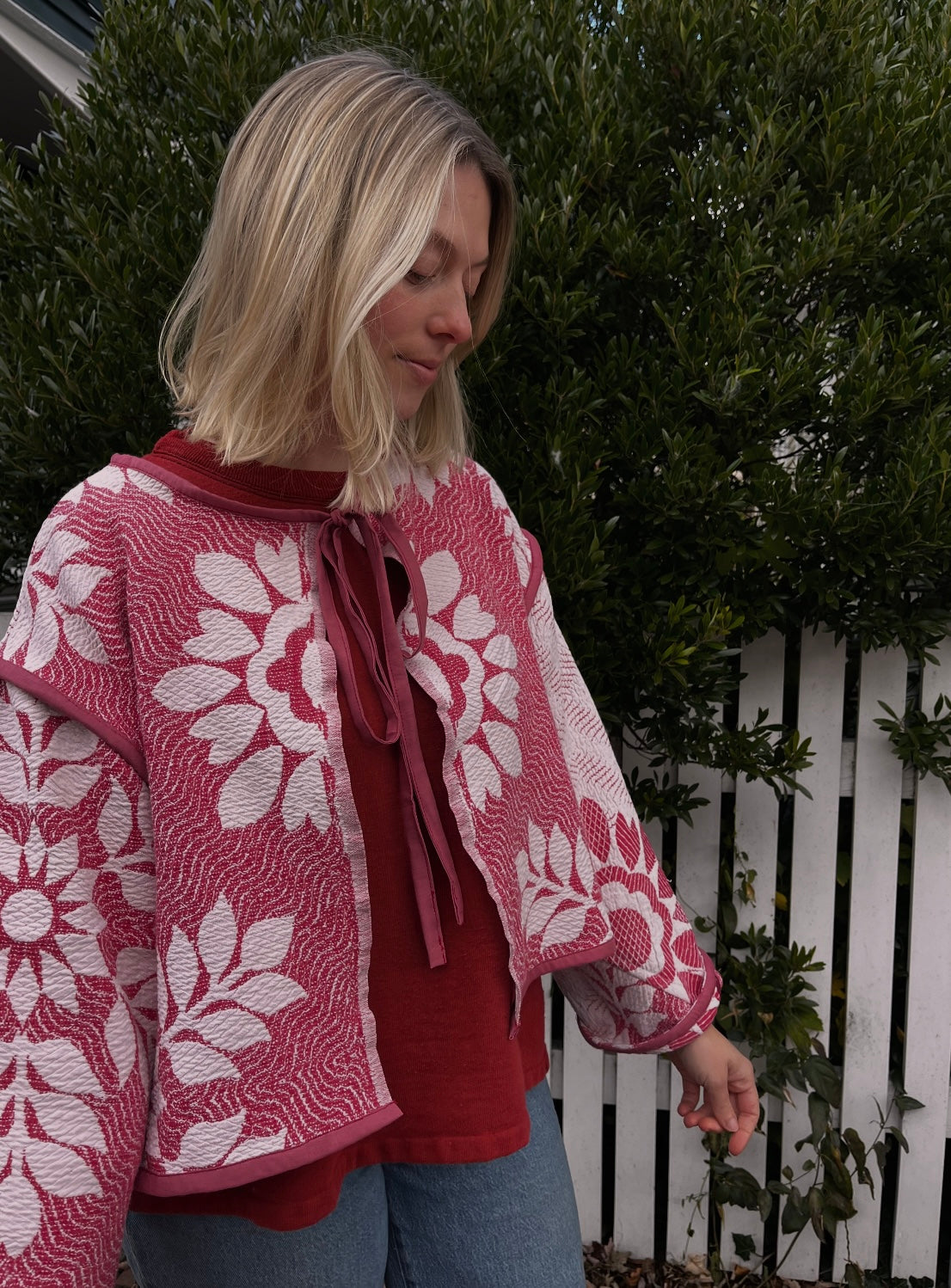 Red Folklore Cropped Jacket