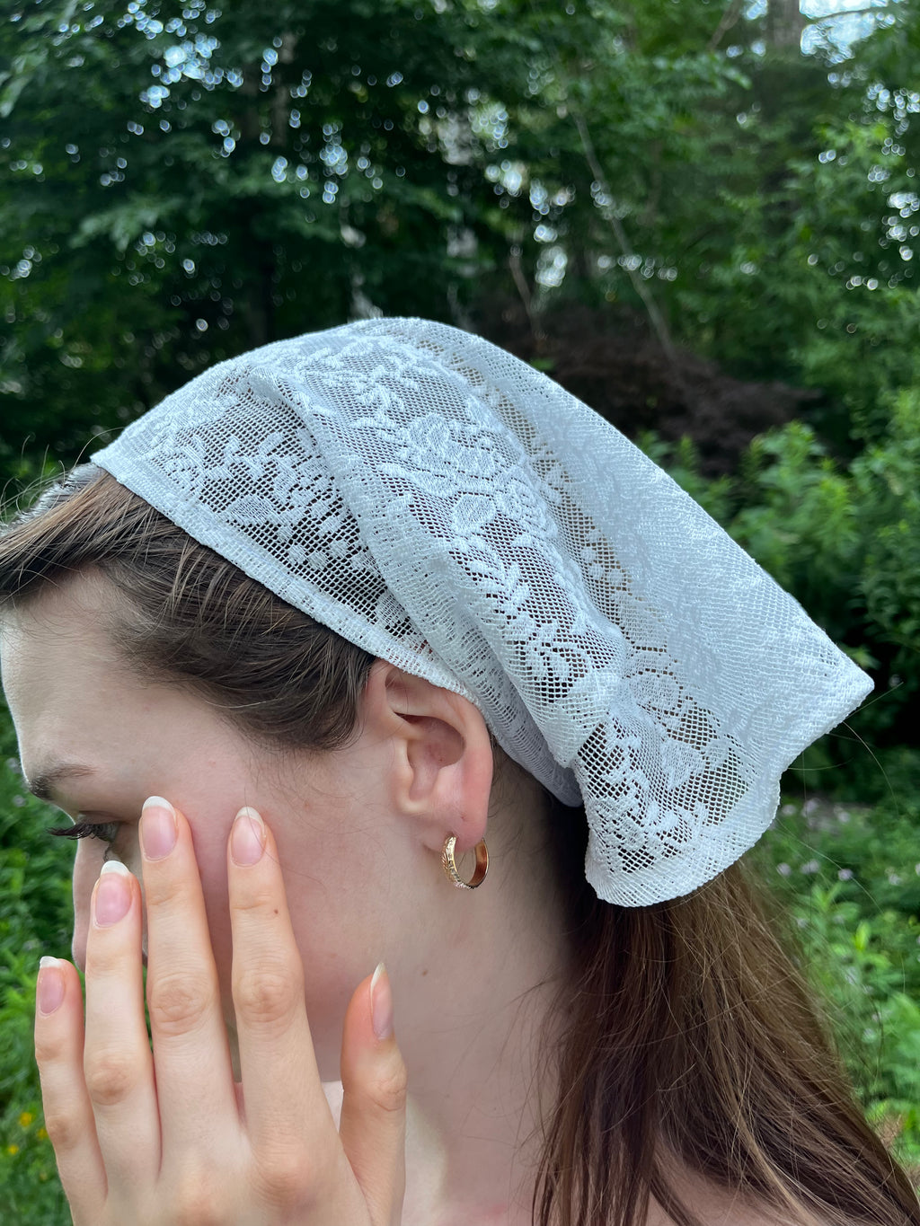 White Floral Lace Bandana