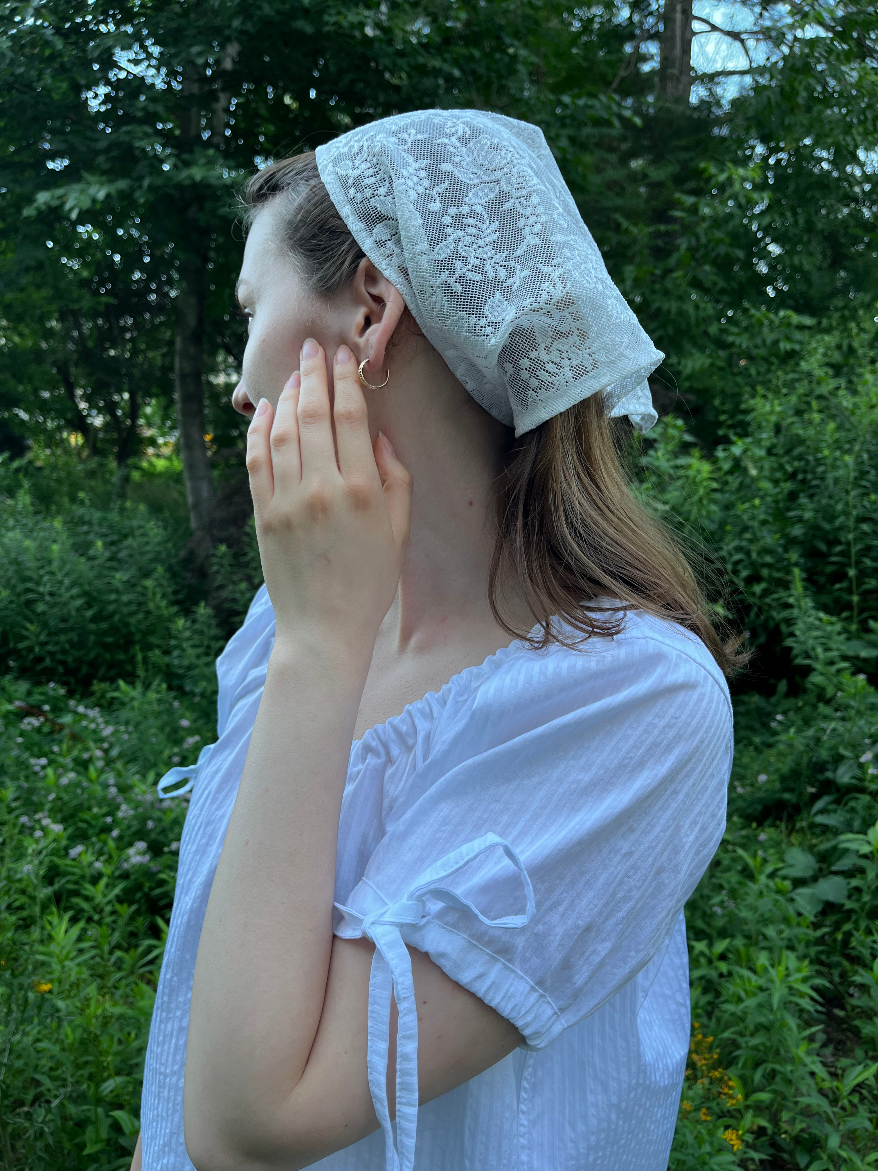 White Floral Lace Bandana