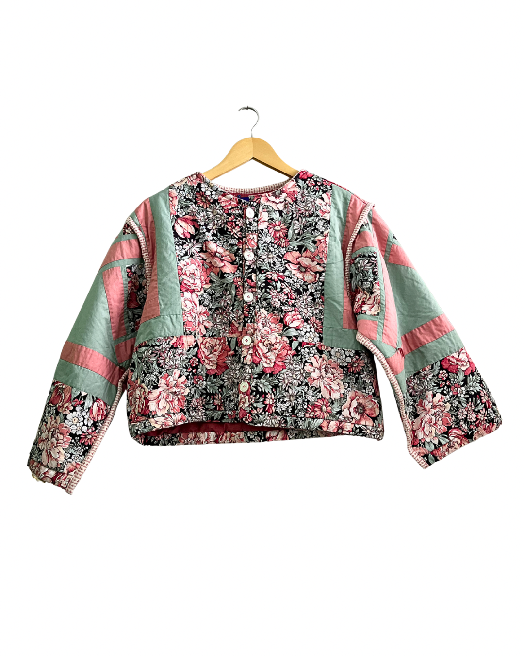 Pink Floral Cropped Jacket