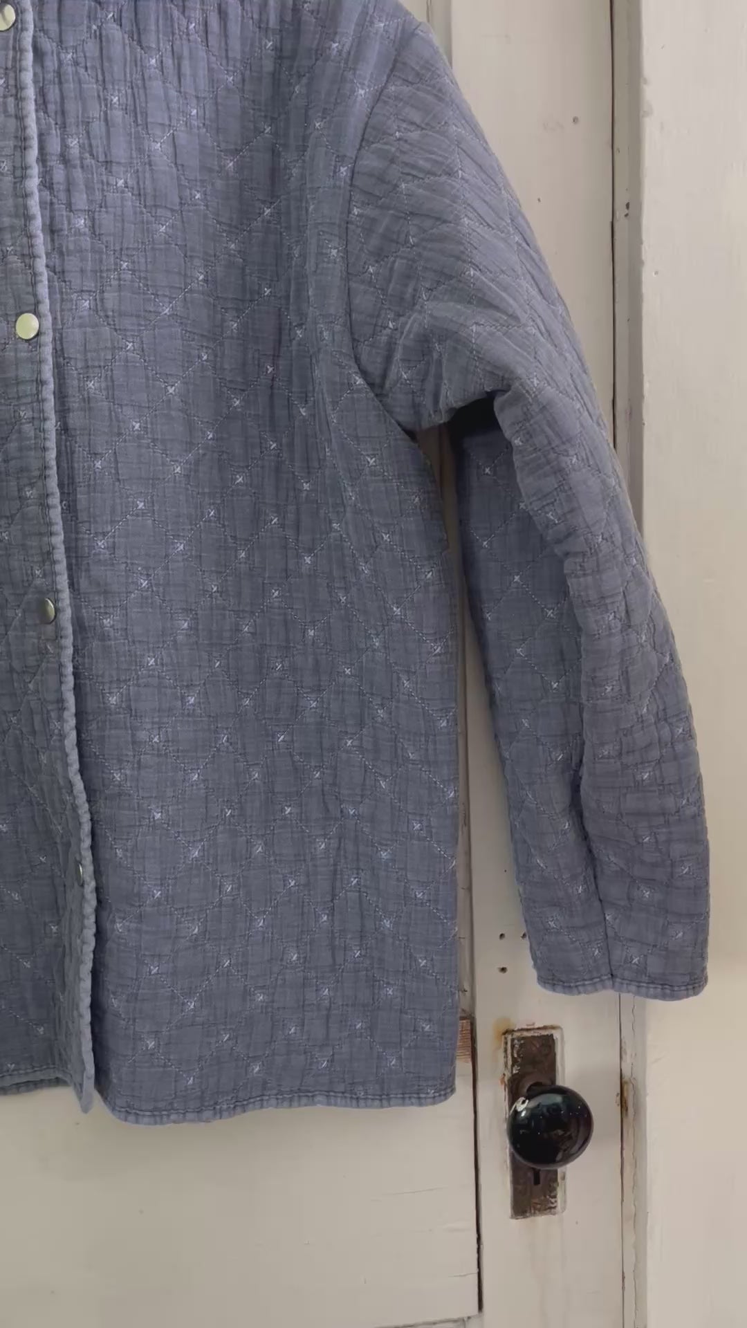 Denim Blue Colored Quilt Coat