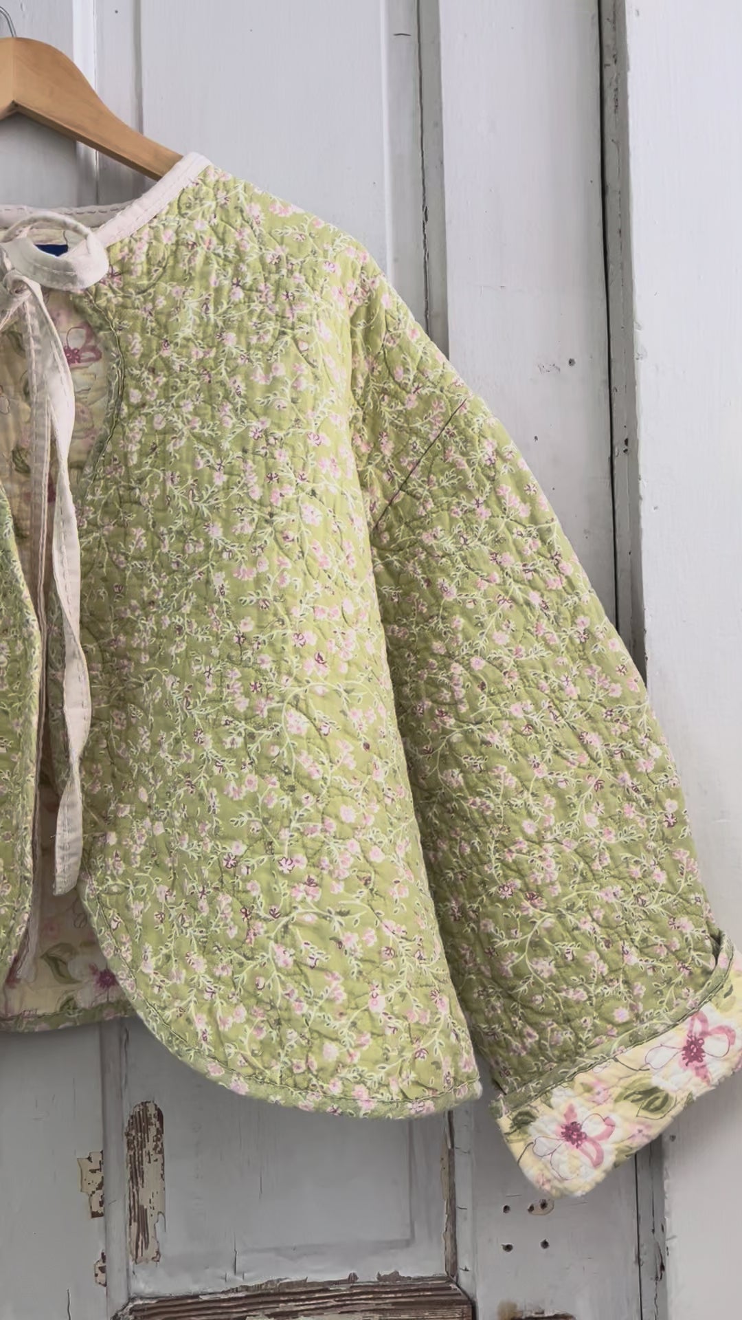 Green Floral Cropped Jacket